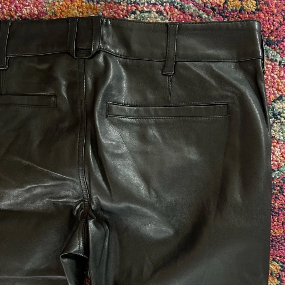 Free People | Women’s Black Faux Leather Bootcut Pants Diagonal Knee Seam Size 2